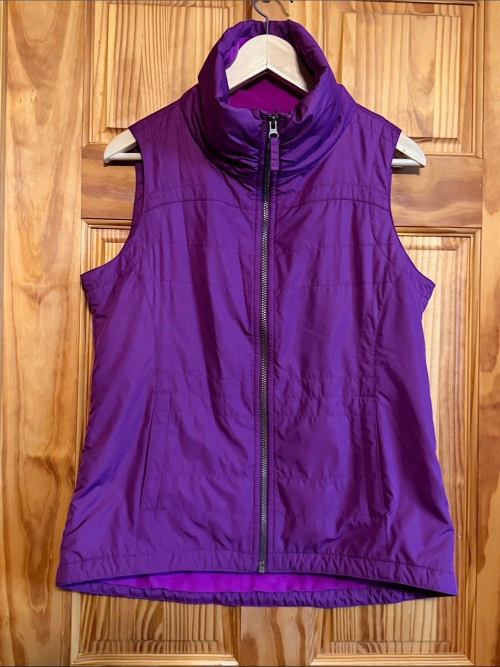 Columbia Sportswear Purple Fleece Lined Funnel Neck Full Zip Puffer Vest / Med